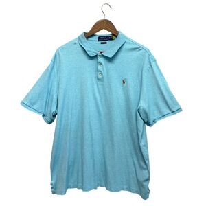 Polo Ralph Lauren Classic Fit Aqua Blue Heathered Polo Shirt Mens Sz XXL Casual